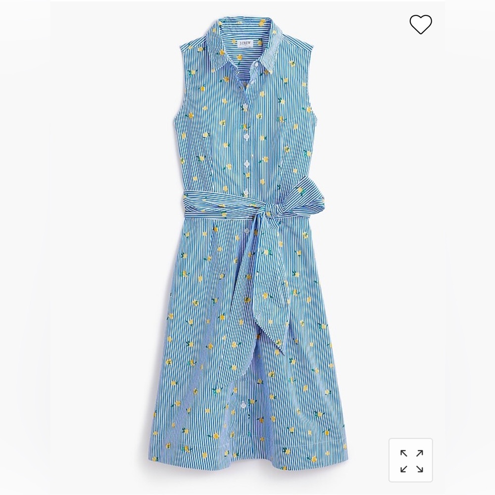 JCrew Lemon-print sleeveless tie-waist shirtdress 🍋🍋🍋